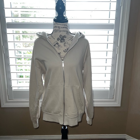 EUC Aritzia The Super Fleece Zip-Up Hoodie - Taupe - Small - Picture 1 of 8